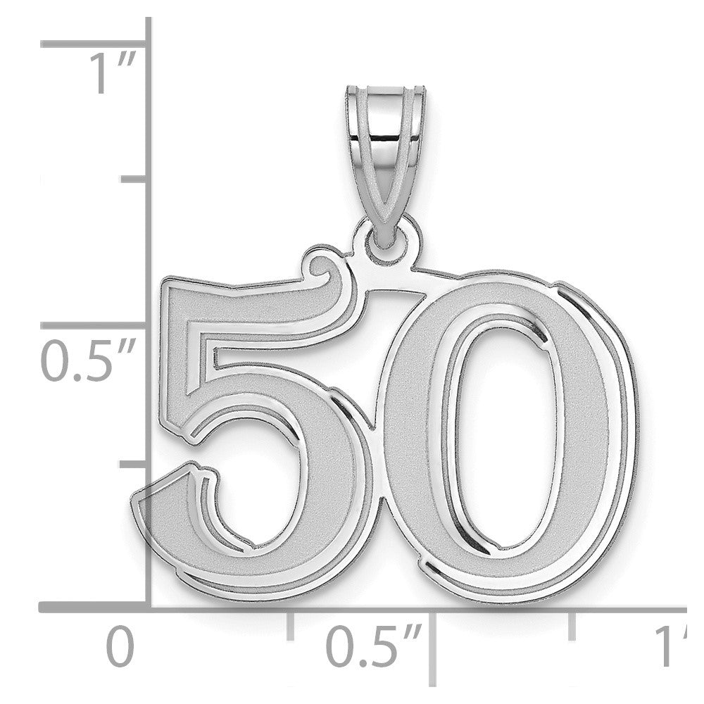 14K White Gold Polished Etched Number 50 Pendant