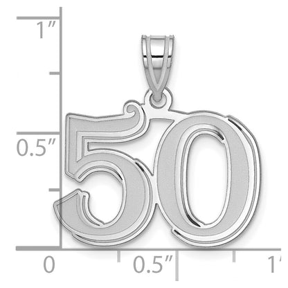 14K White Gold Polished Etched Number 50 Pendant