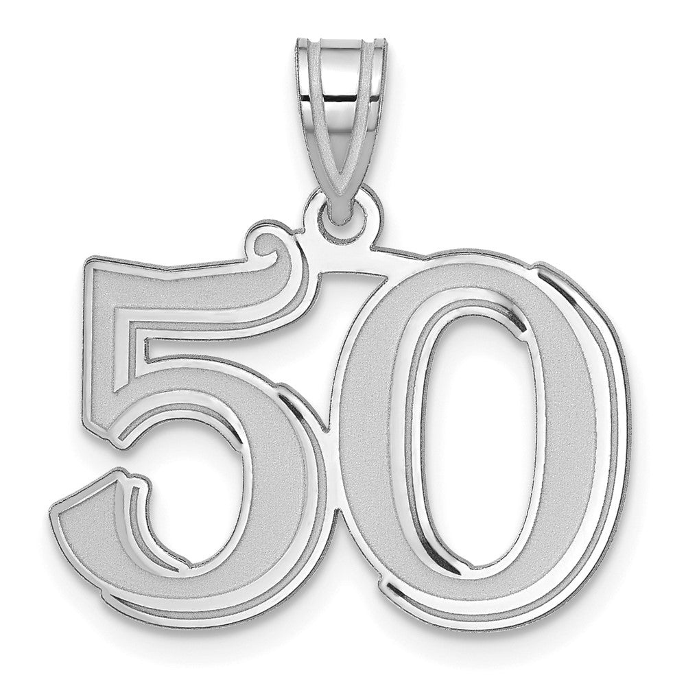 14K White Gold Polished Etched Number 50 Pendant