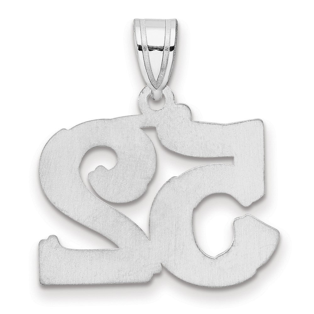 14K White Gold Polished Etched Number 52 Pendant