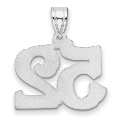 14K White Gold Polished Etched Number 52 Pendant