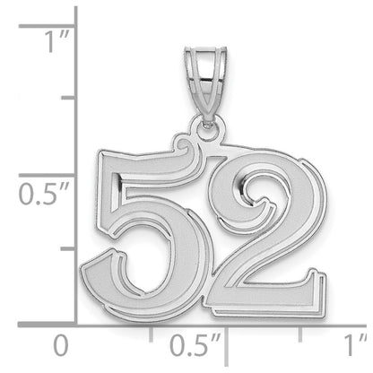14K White Gold Polished Etched Number 52 Pendant