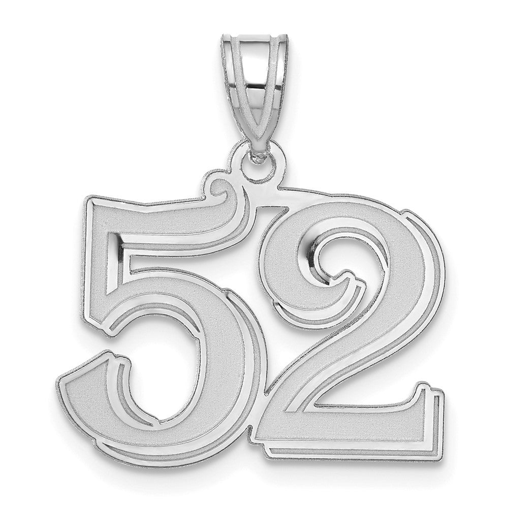 14K White Gold Polished Etched Number 52 Pendant