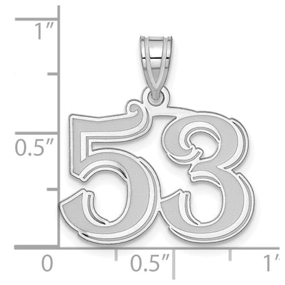 14K White Gold Polished Etched Number 53 Pendant