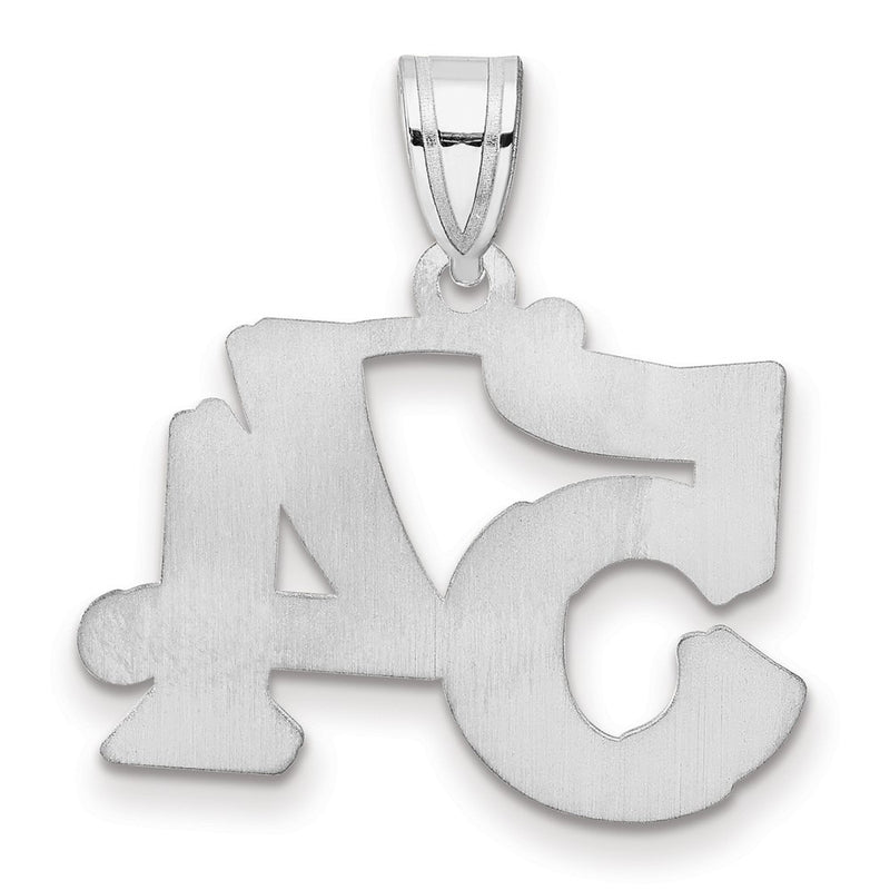 14K White Gold Polished Etched Number 54 Pendant