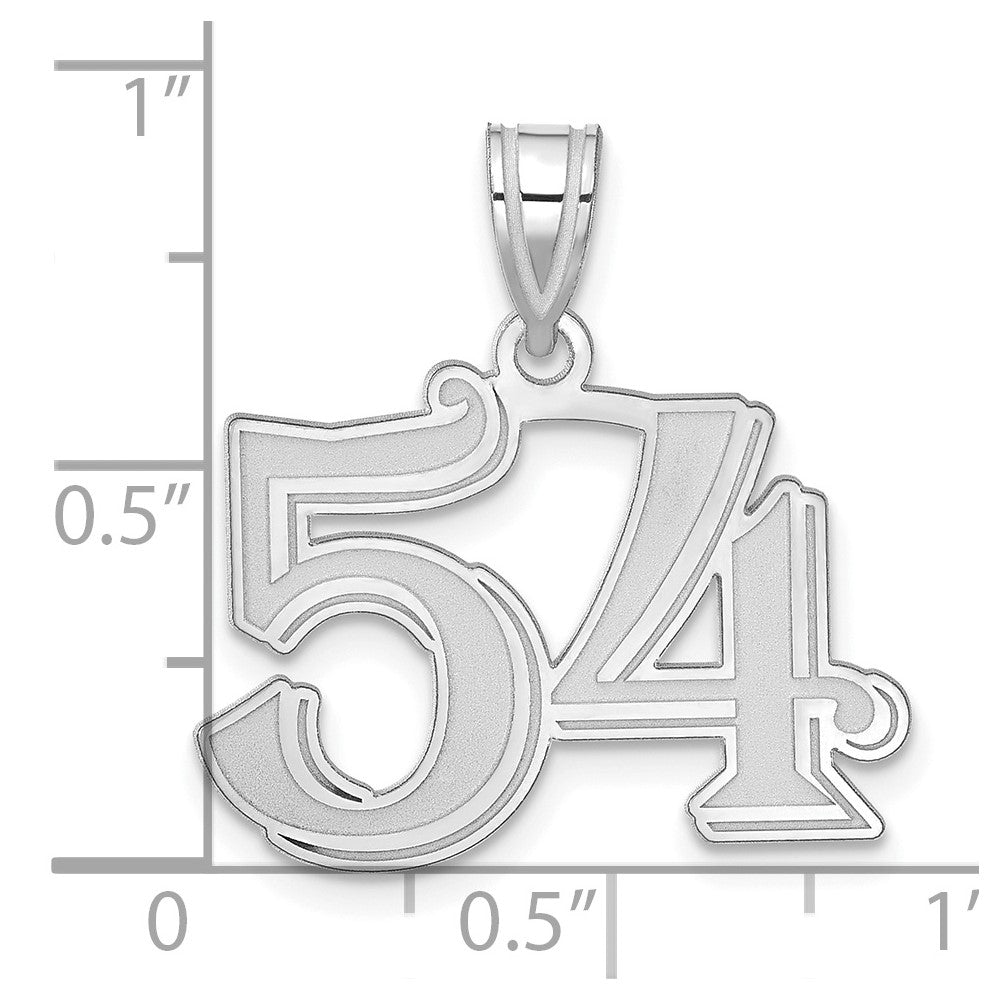 14K White Gold Polished Etched Number 54 Pendant
