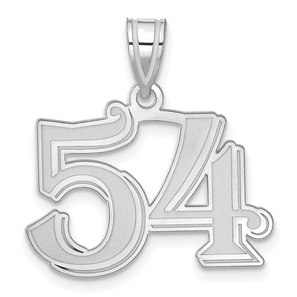 14K White Gold Polished Etched Number 54 Pendant