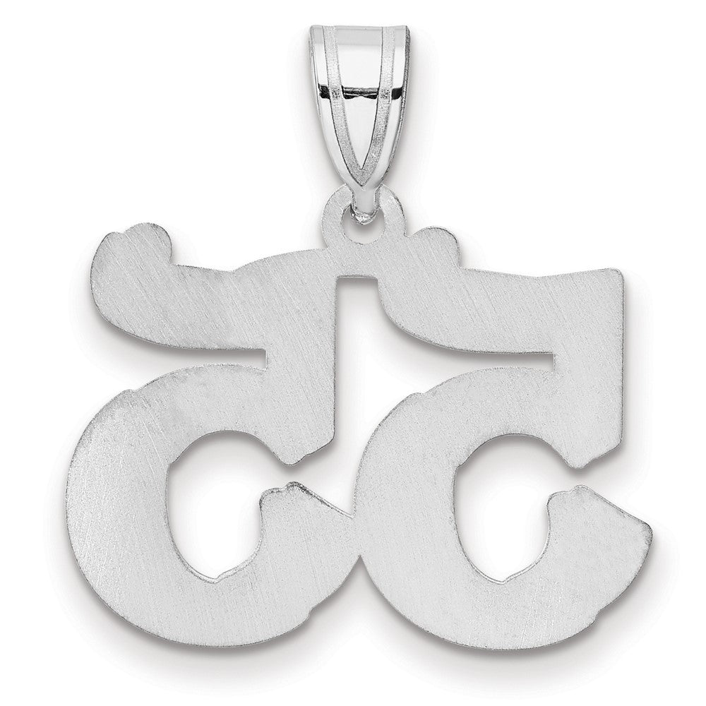 14K White Gold Polished Etched Number 55 Pendant