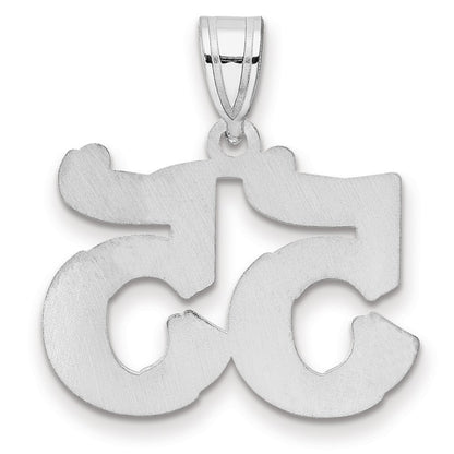 14K White Gold Polished Etched Number 55 Pendant
