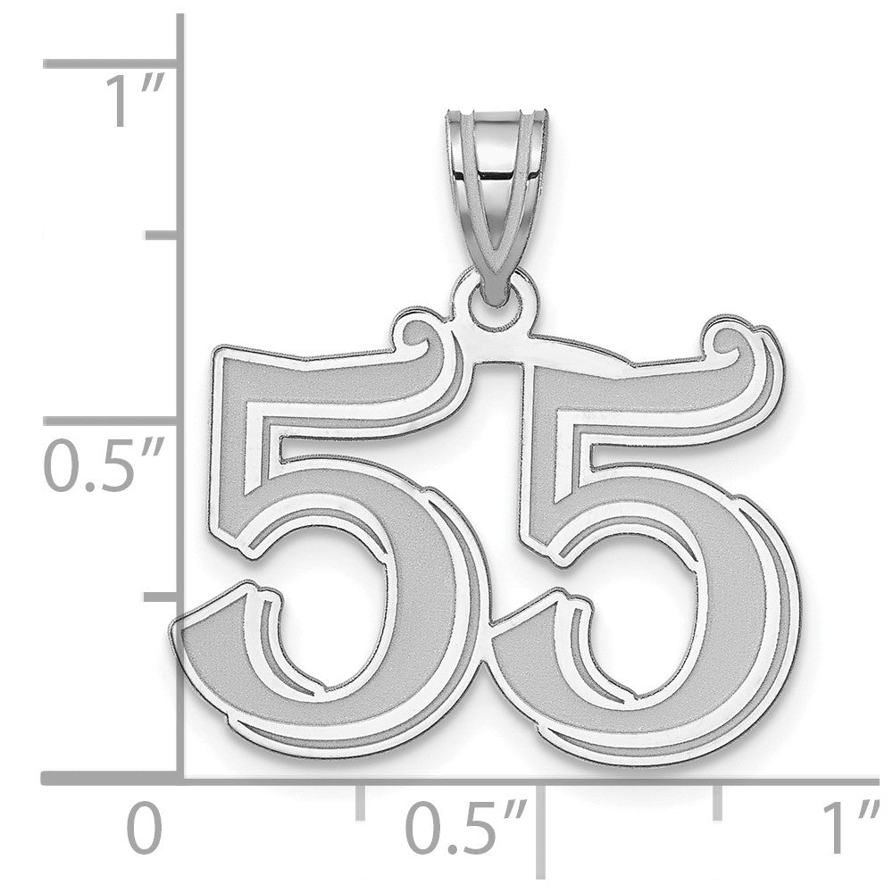 14K White Gold Polished Etched Number 55 Pendant