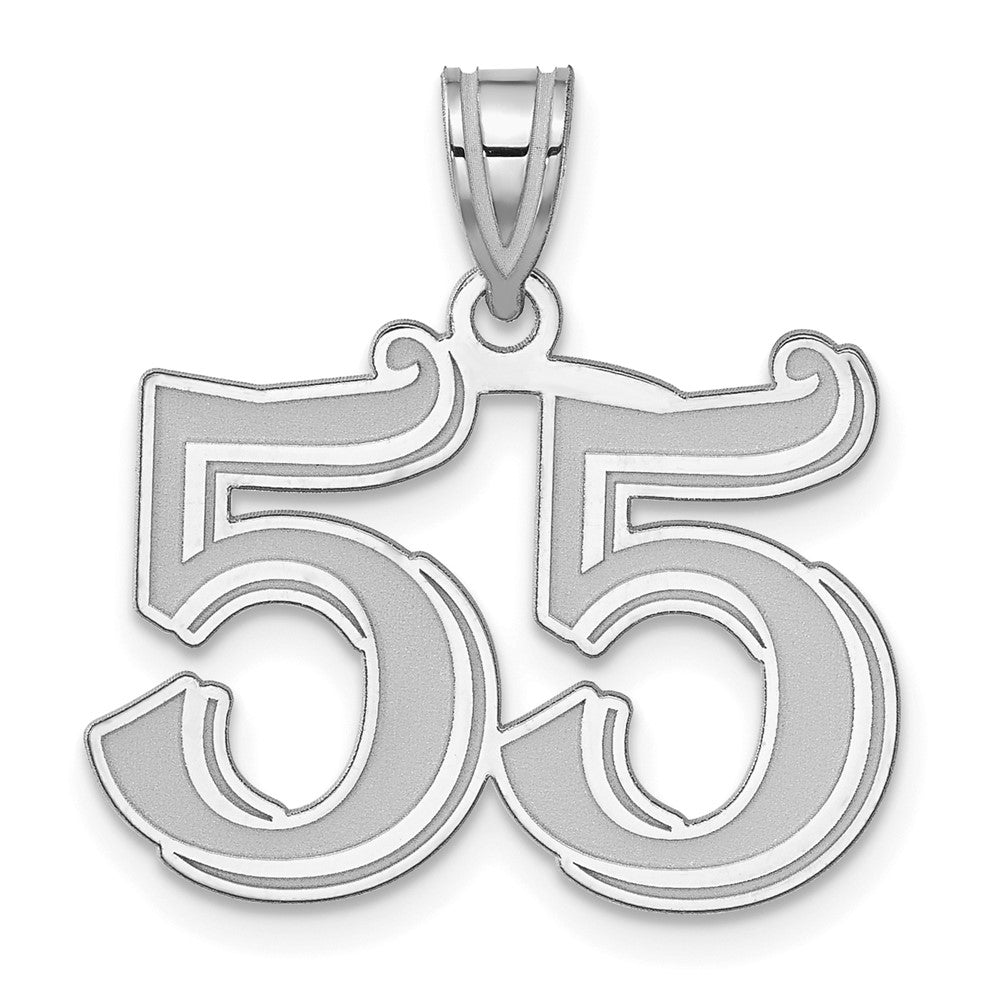 14K White Gold Polished Etched Number 55 Pendant