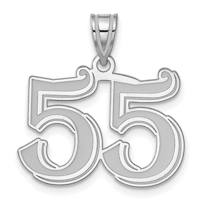 14K White Gold Polished Etched Number 55 Pendant