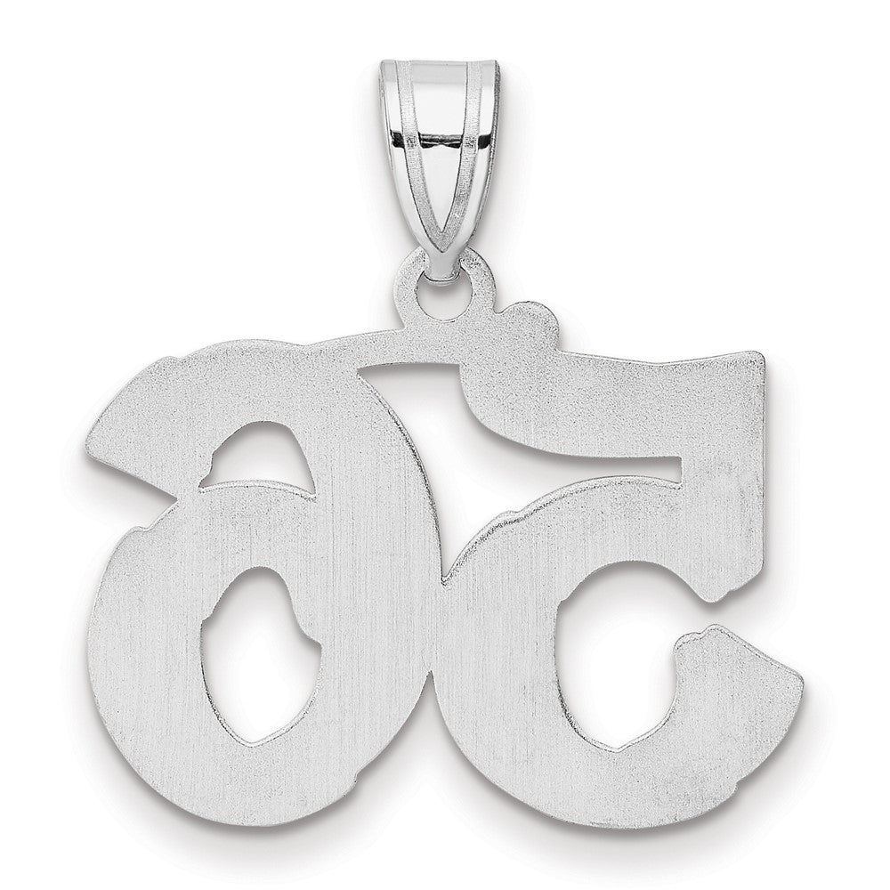 14K White Gold Polished Etched Number 56 Pendant
