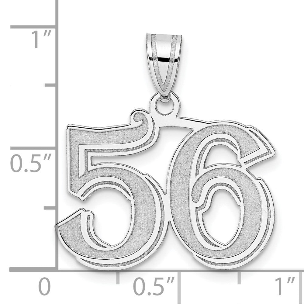 14K White Gold Polished Etched Number 56 Pendant