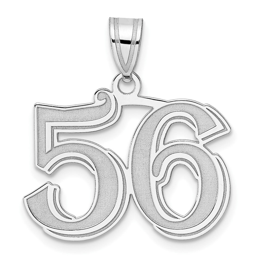 14K White Gold Polished Etched Number 56 Pendant