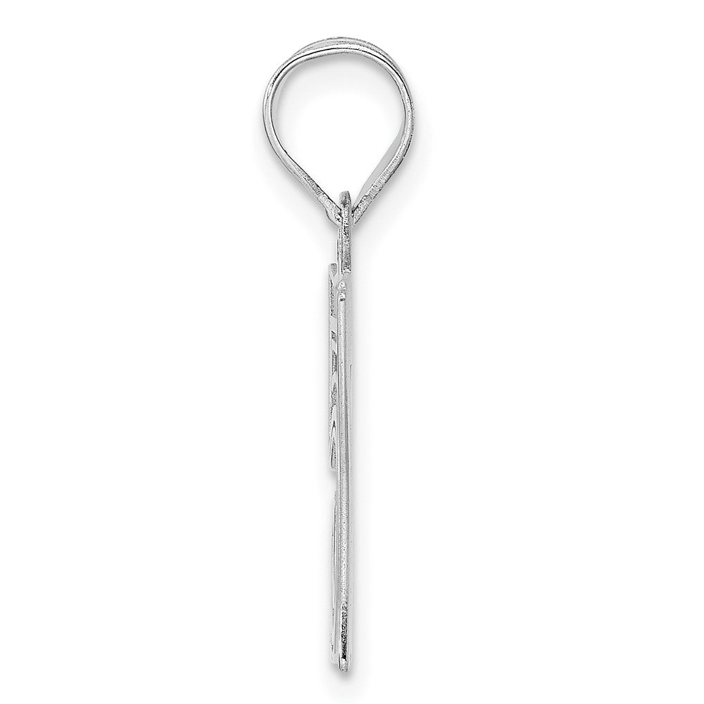 14K White Gold Polished Etched Number 57 Pendant