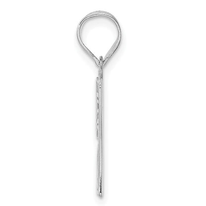 14K White Gold Polished Etched Number 57 Pendant