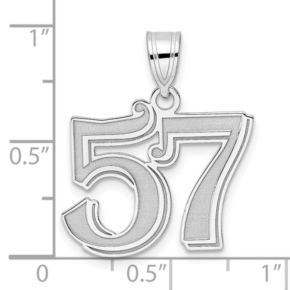 14K White Gold Polished Etched Number 57 Pendant