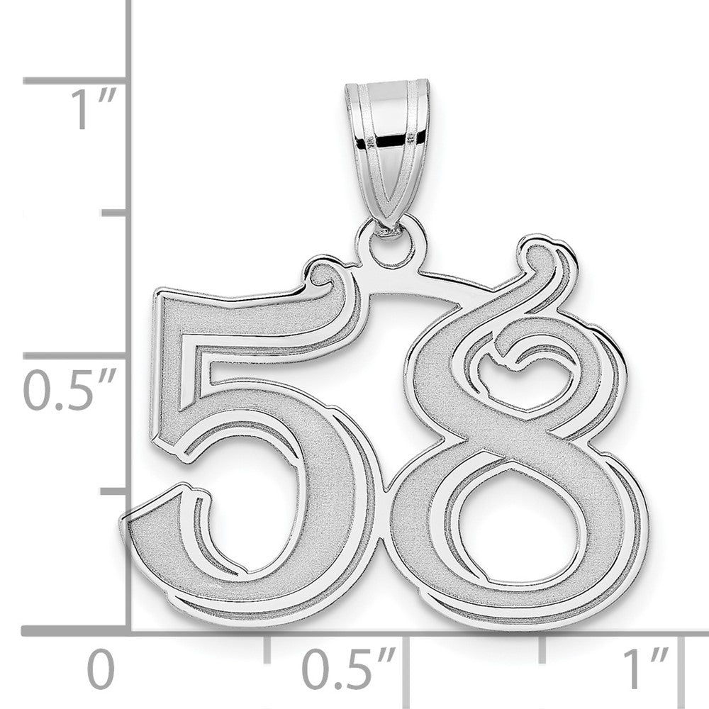 14K White Gold Polished Etched Number 58 Pendant