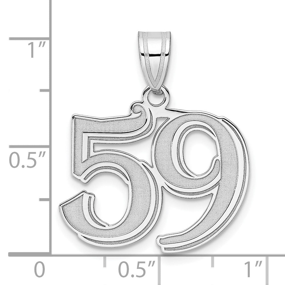 14K White Gold Polished Etched Number 59 Pendant
