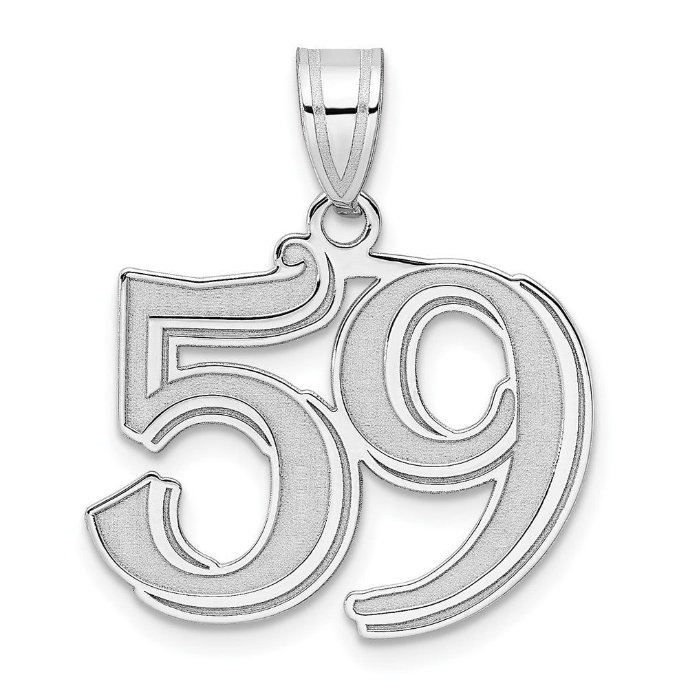 14K White Gold Polished Etched Number 59 Pendant