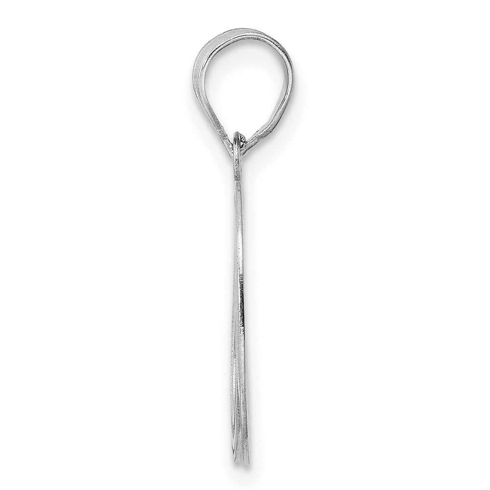 14K White Gold Polished Etched Number 60 Pendant