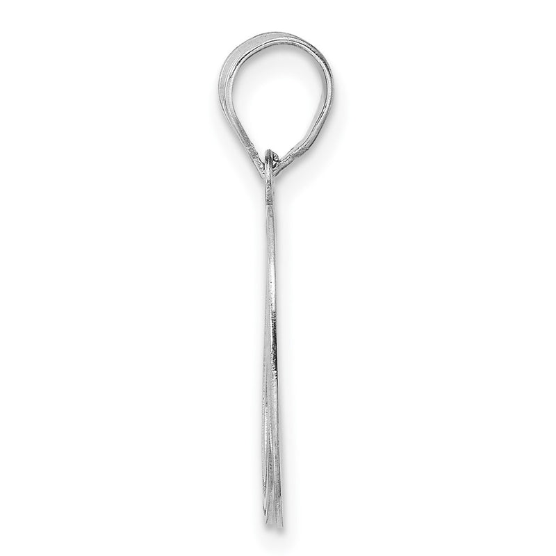 14K White Gold Polished Etched Number 60 Pendant
