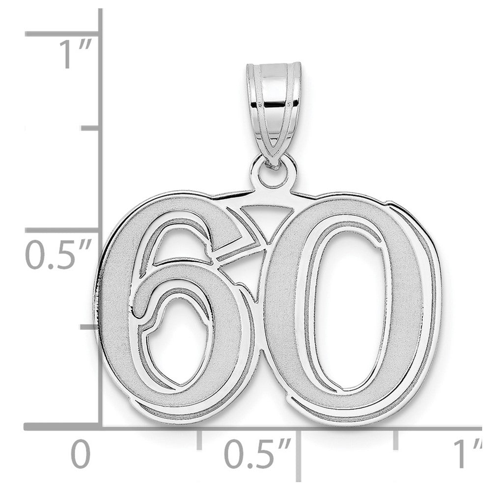14K White Gold Polished Etched Number 60 Pendant