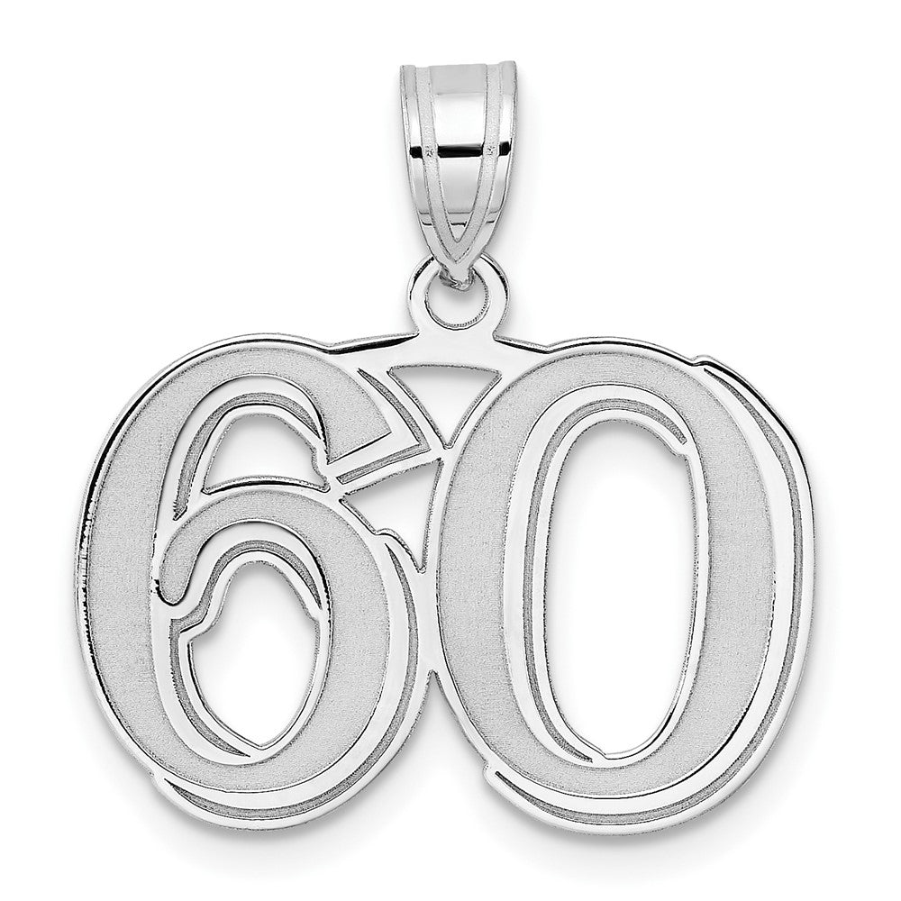 14K White Gold Polished Etched Number 60 Pendant