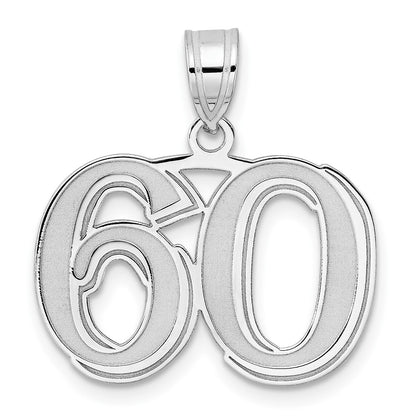 14K White Gold Polished Etched Number 60 Pendant