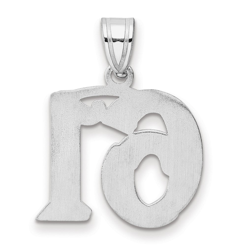 14K White Gold Polished Etched Number 61 Pendant
