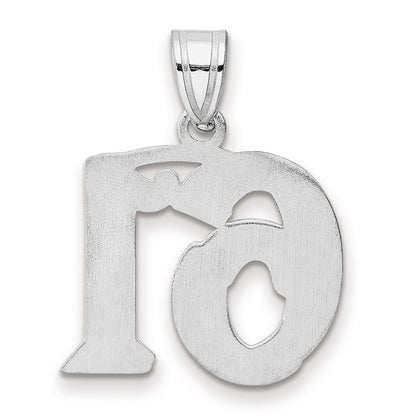14K White Gold Polished Etched Number 61 Pendant