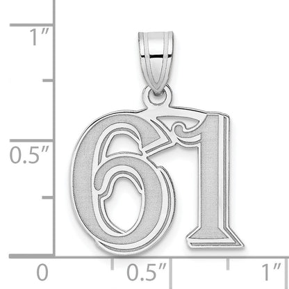 14K White Gold Polished Etched Number 61 Pendant