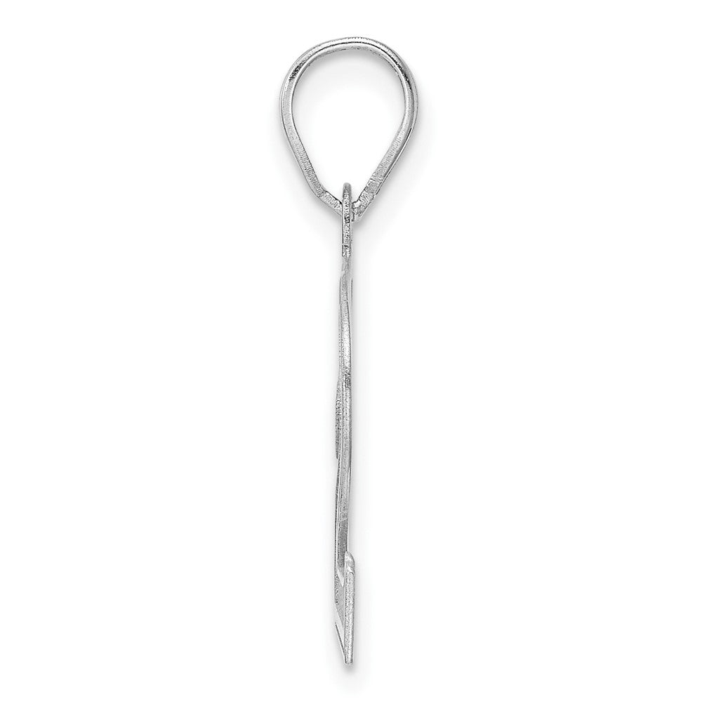14K White Gold Polished Etched Number 62 Pendant