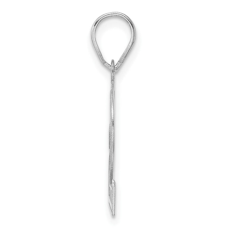 14K White Gold Polished Etched Number 62 Pendant