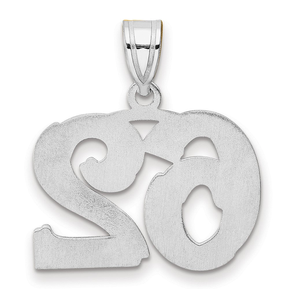14K White Gold Polished Etched Number 62 Pendant