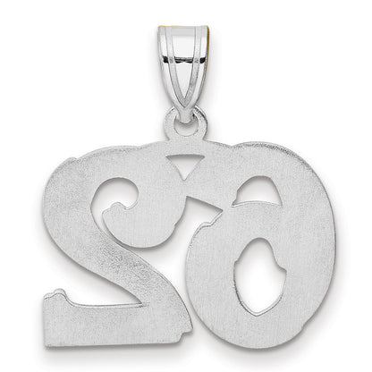 14K White Gold Polished Etched Number 62 Pendant