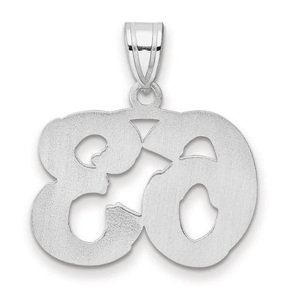 14K White Gold Polished Etched Number 63 Pendant
