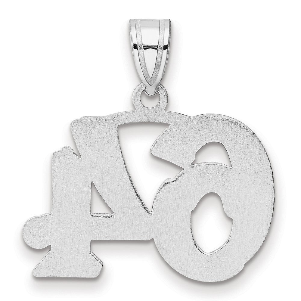14K White Gold Polished Etched Number 64 Pendant