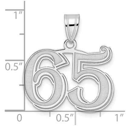 14K White Gold Polished Etched Number 65 Pendant