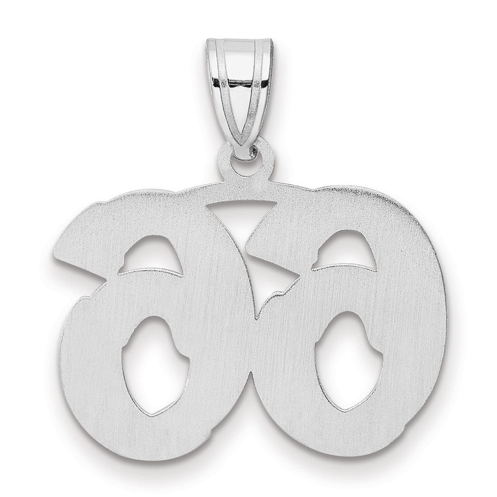 14K White Gold Polished Etched Number 66 Pendant