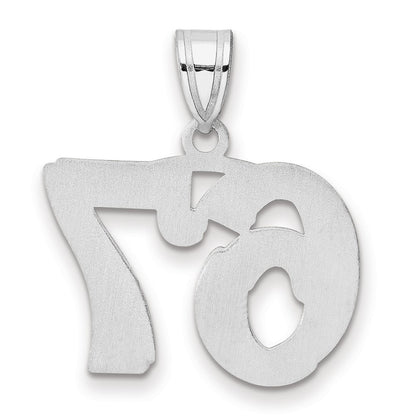 14K White Gold Polished Etched Number 67 Pendant