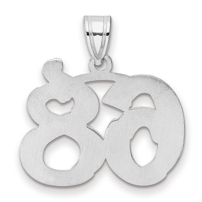 14K White Gold Polished Etched Number 68 Pendant