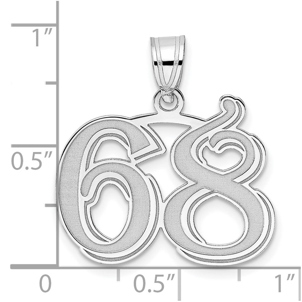 14K White Gold Polished Etched Number 68 Pendant