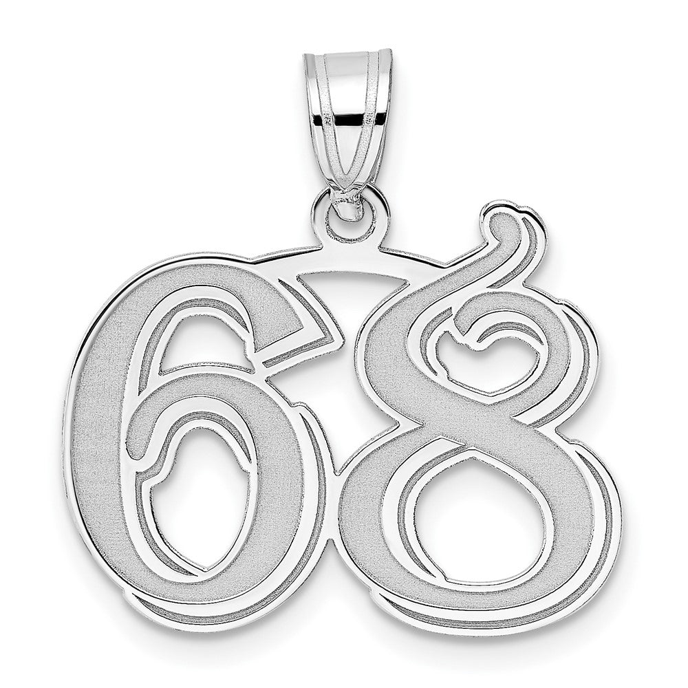 14K White Gold Polished Etched Number 68 Pendant