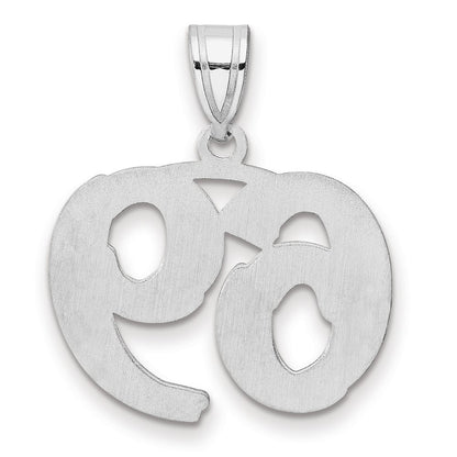 14K White Gold Polished Etched Number 69 Pendant