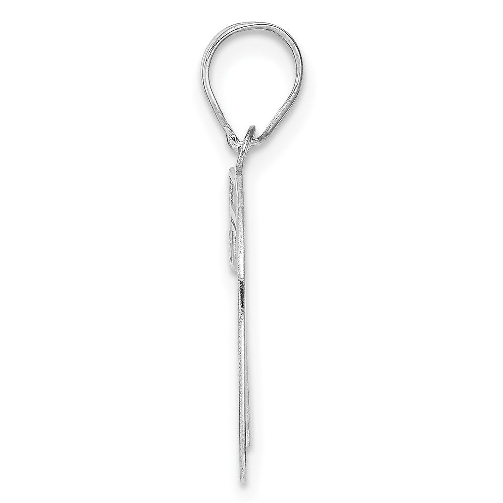 14K White Gold Polished Etched Number 70 Pendant