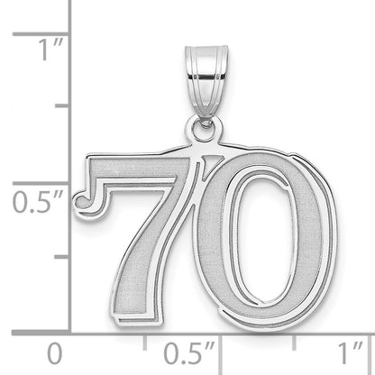 14K White Gold Polished Etched Number 70 Pendant