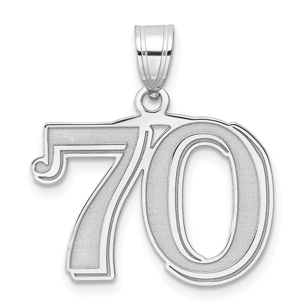 14K White Gold Polished Etched Number 70 Pendant