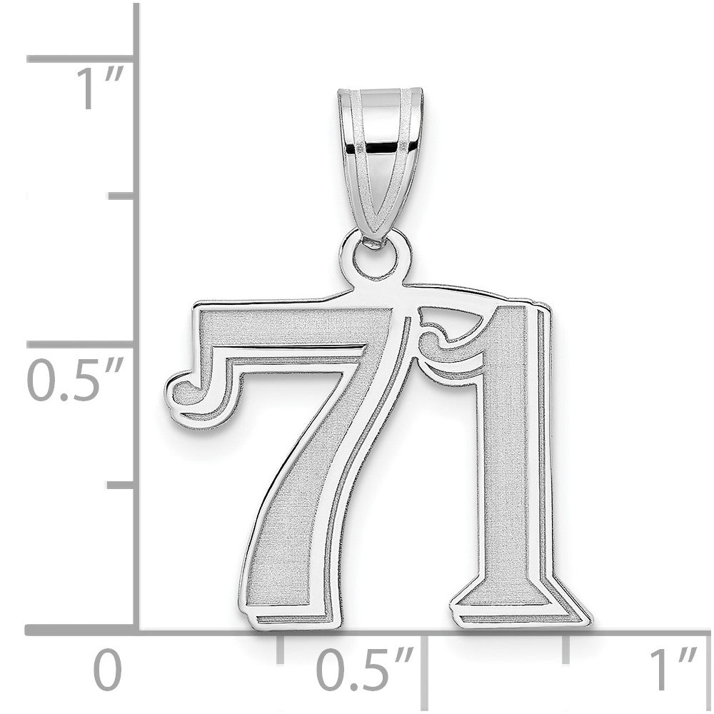 14K White Gold Polished Etched Number 71 Pendant